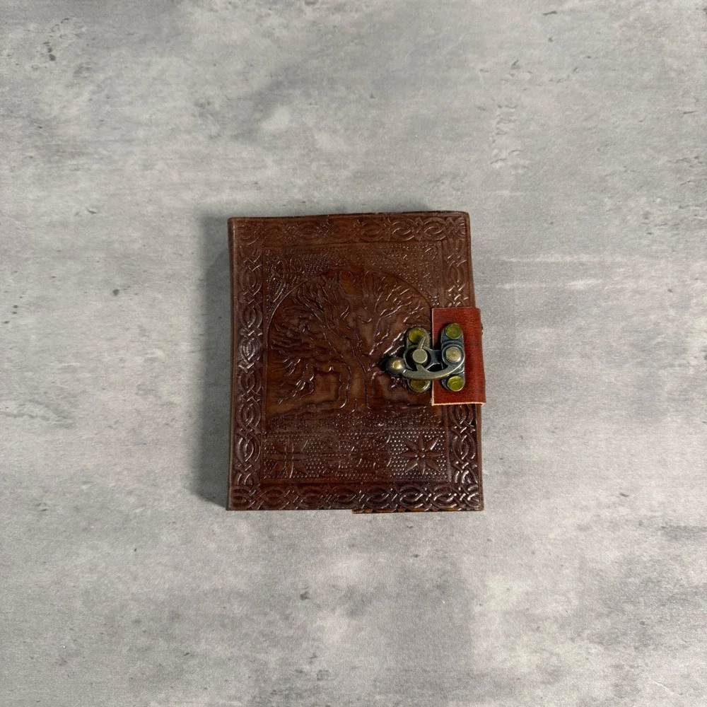 Denver Leather Journal Unisex Small Brown Tree of Life Clasp Diary Notebook